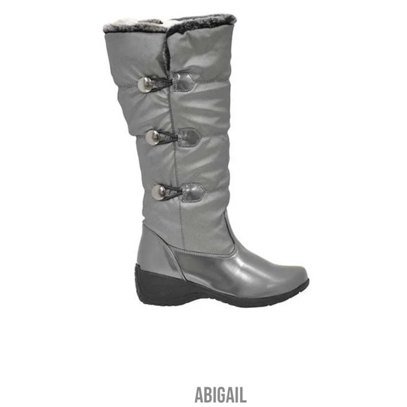 Khombu Flurry Gray Thermolite Faux Fur Mid Calf Snow Boot Wedge Womens Size 10M - Picture 1 of 13